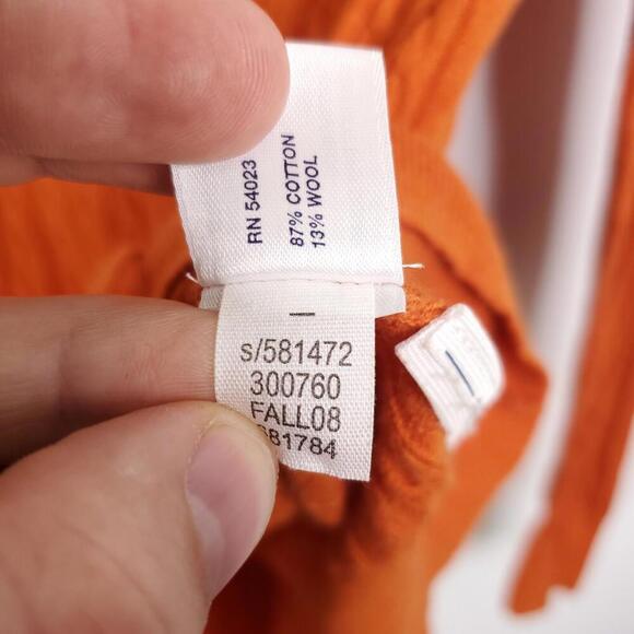 Gap Sweater Womens M Button Up Cardigan Cableknit Pockets Preppy Classic Orange - Picture 8 of 10